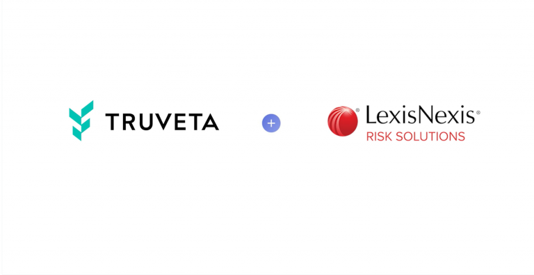 Logos for Truveta and LexisNexis Risk Solutions displayed side-by-side with a plus icon, representing a partnership between the two organizations.