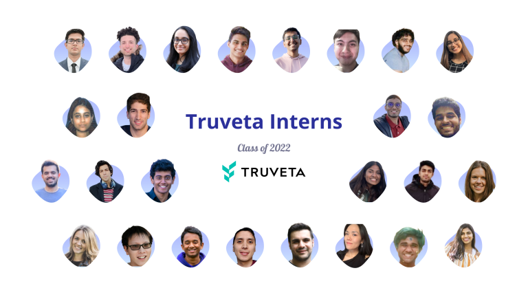 Grid of headshots showing Truveta interns, Class of 2022, arranged around the Truveta logo on a white background.