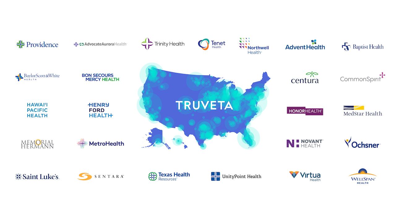 An image of all of the Truveta health system members' logos