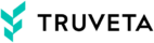Truveta brand logo mark in teal on a black background, featuring stacked chevron shapes forming the Truveta symbol.