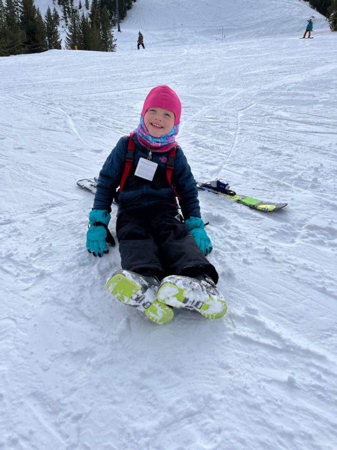 A small child on skis. 