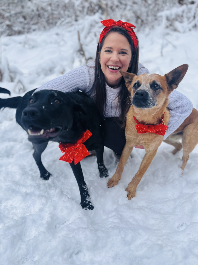 Erin with her two dogs.