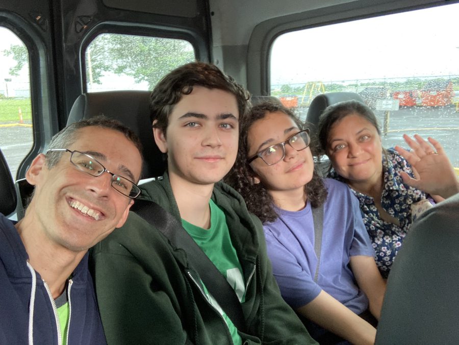 Swapna Abhyankar with her husband and two children.