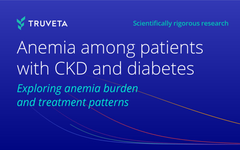 Text graphic with title and subhead Anemia among patients with chronic kidney disease and diabetes anemia burden and treatment research using EHR data
