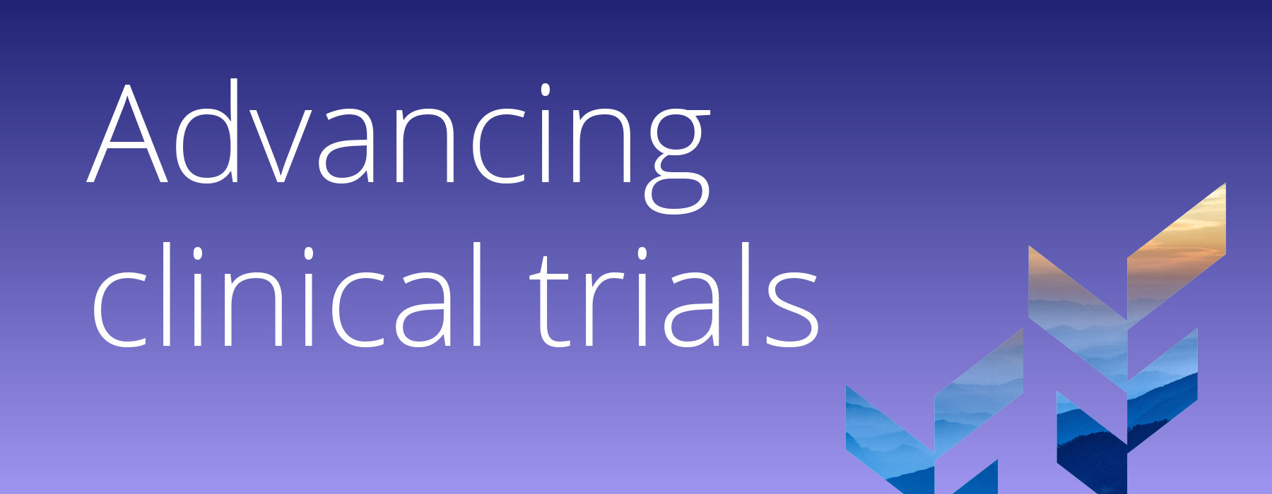 Hero image for Truveta clinical trials research, with large text reading ‘Advancing clinical trials’ over a gradient background and abstract geometric design.