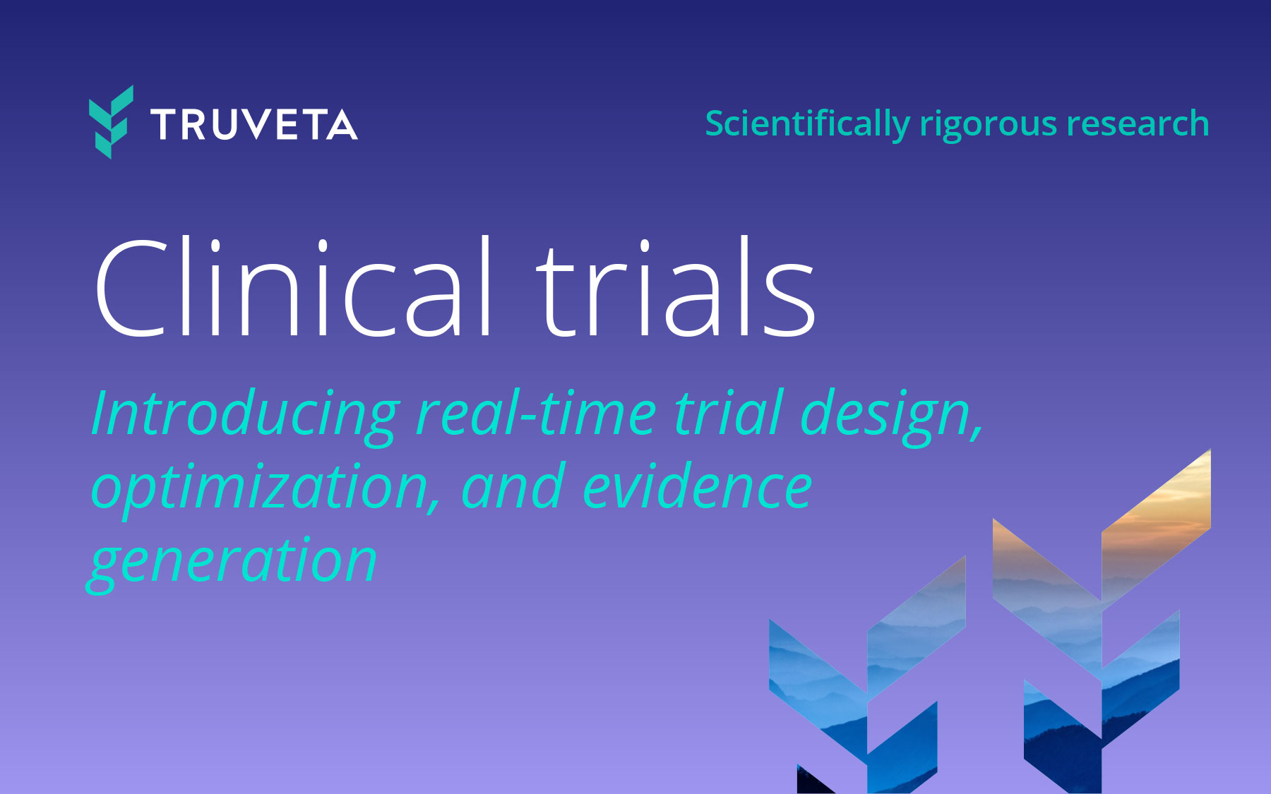 Thumbnail image for Truveta clinical trials content, featuring a gradient background with the headline ‘Clinical trials’ and messaging about real-time trial design, optimization, and evidence generation.