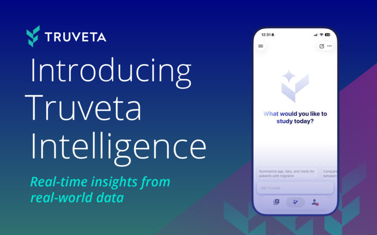 Truveta Intelligence announcement graphic highlighting real-time insights from real-world healthcare data