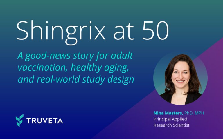 Blog post by Nina Masters on Shingrix vaccination at age 50, healthy aging, adult vaccination trends, and real-world evidence study design.